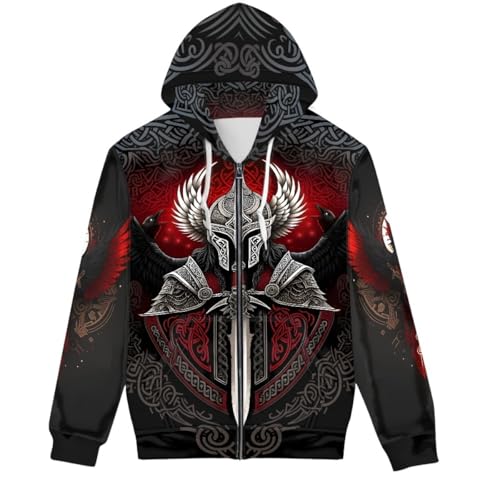 Amazon.com: GLUDEAR Men Cool 3D Digital Print Full Zip Up Hoodie